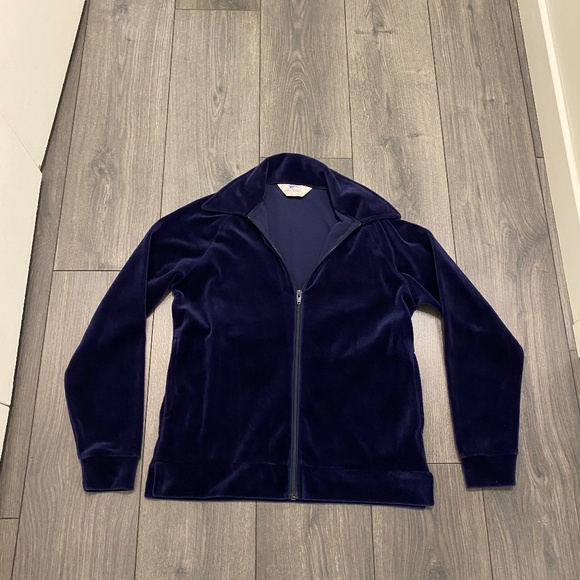 Slazenger Vintage Blue Velour Zip Up Jacket Size M - Picture 1 of 7